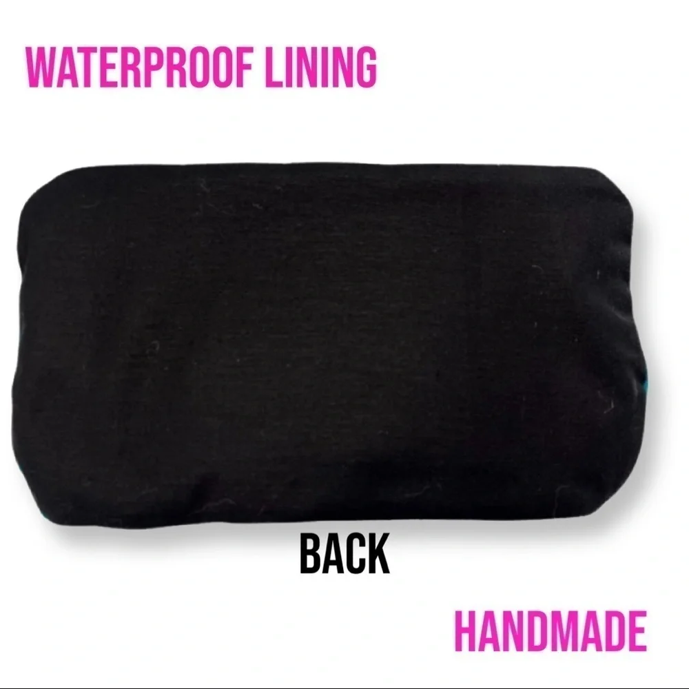 Waterproof Make Up Bag- Green Velvet Purple Lace